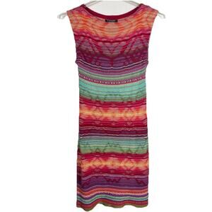 Lauren Ralph Lauren Linen Sheath Dress Women's S Rainbow Southwest Aztec Tribal